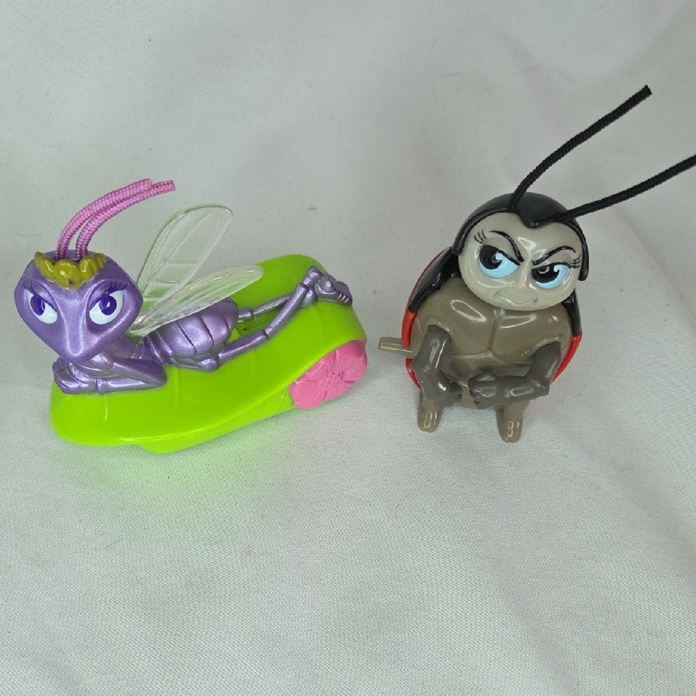 Bugs Life Purple Green Insect Ladybug Figurine Set Vintage 1990s